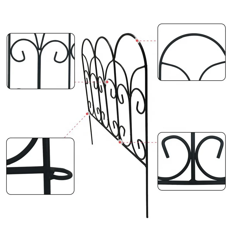 一套5 黑色園林綠化花園圍欄為後院