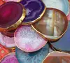 Red/Purple agate coaster cup mats agate slicer stone mats pads decorative jewelry coaster