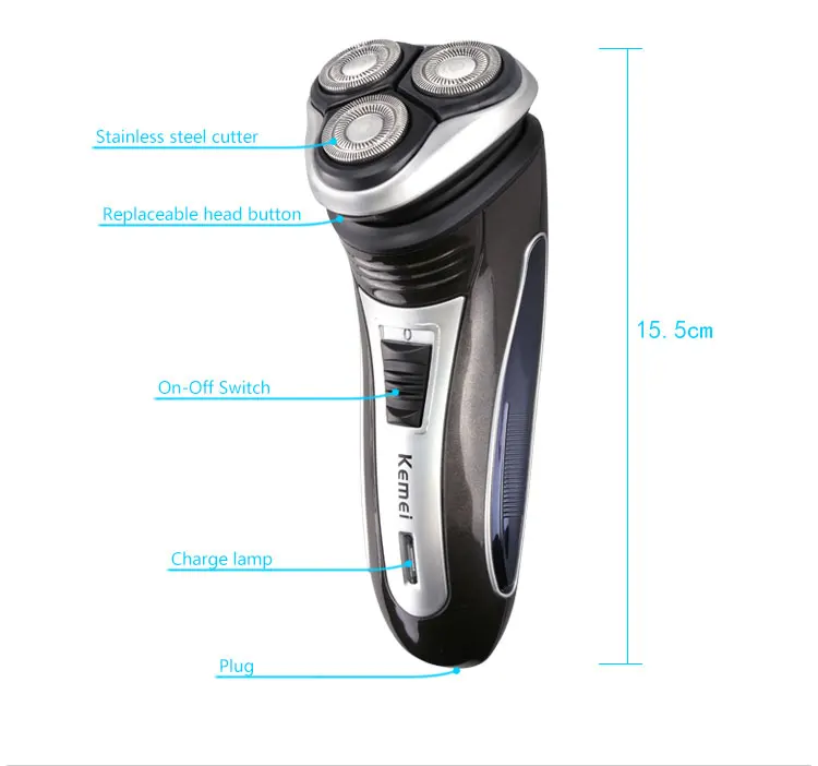 3 Blade Cordless Shaving Machine Rechargeable Electric Trimmer Shaver ...