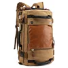Wholesale Custom Large Capacity Multifunctional Waxed Vintage Rugged PU Leather Canvas Backpack