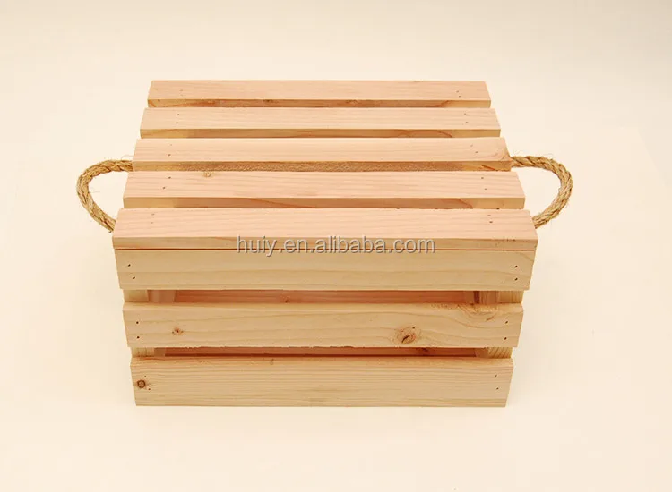 Custom Made Pine Wood Crates Unfinished Wooden Crate With Rope Handle Buy Wood Fruit Crates