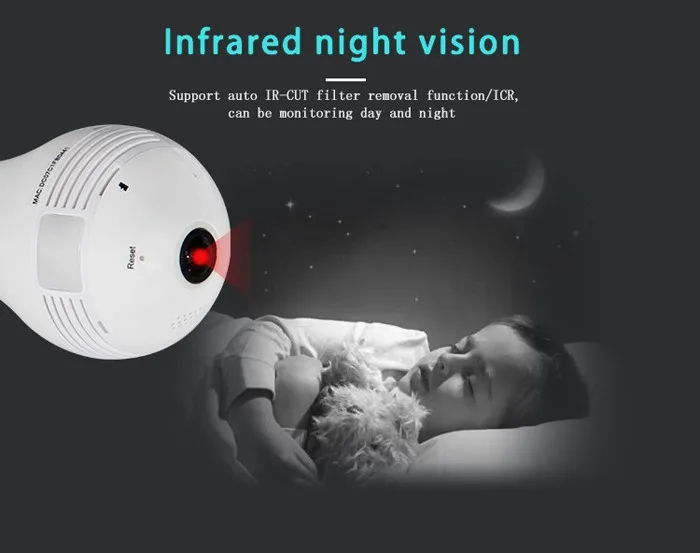 360 degree Camera Hidden Camera Security Bulb Light IP Wireless Webcam Wifi HD Camera