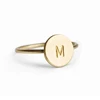 2019 New Design 14K Gold Plated Simple Women Brass & Silver Ring Jewelry With Engrave Initial