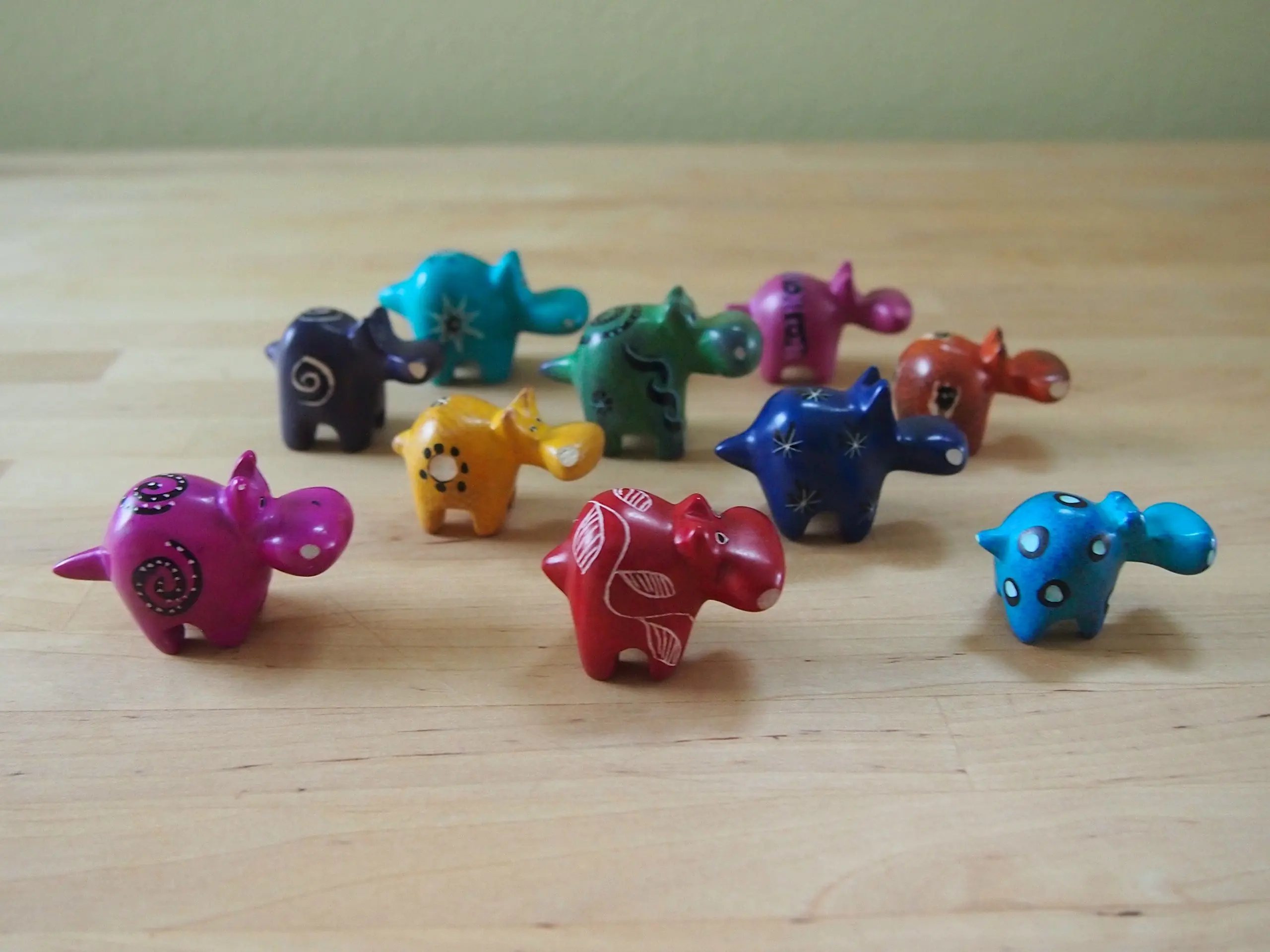 African Soapstone Mini Hippo Trio Made in Kenya Assorted Colors
