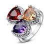 Copper silicone micro crystal ring with cubic zirconia