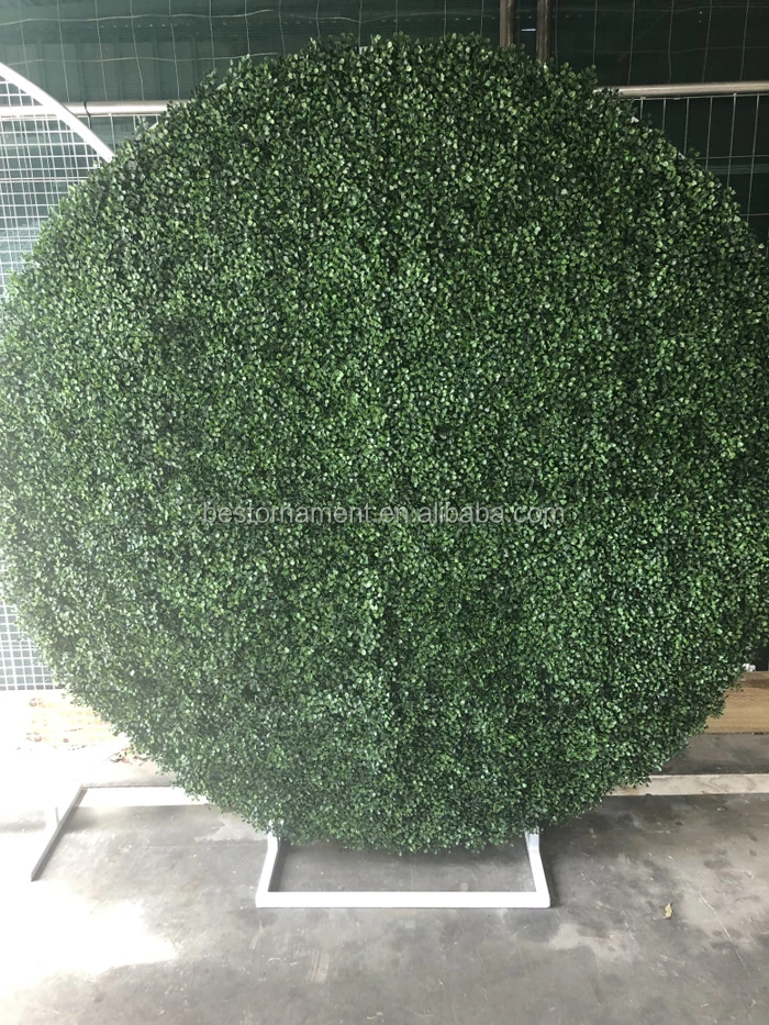 New Arrival Plastic Grass Wall Backdrop For Wedding With Round Metal