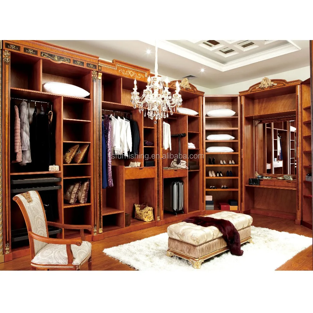 YB62 gỗ Rắn big size Ý thiết kế L-hình dạng trong walk closet diy cho biệt thự