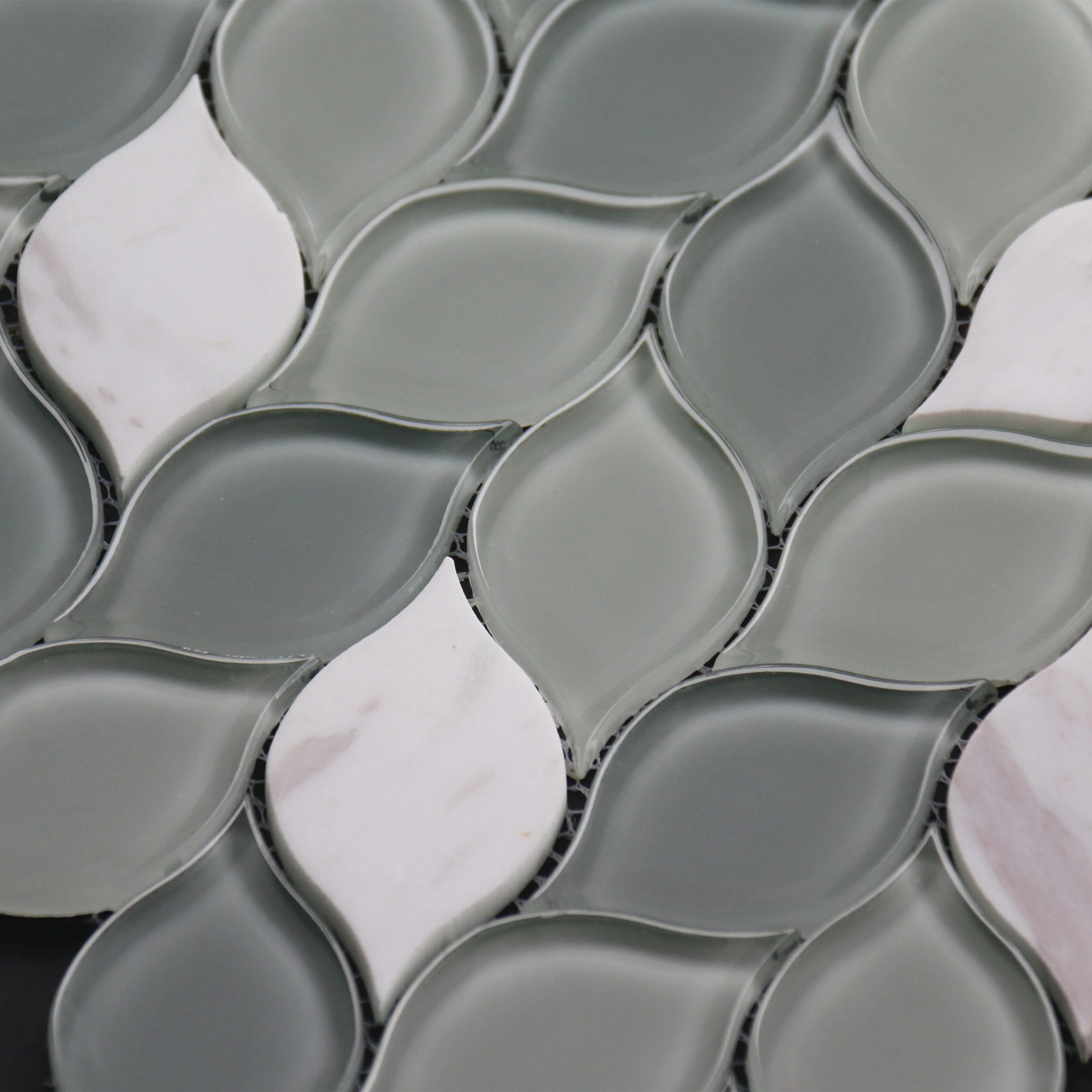 特殊不规则叶形瓷砖 backsplash 设计形状玻璃地板装饰