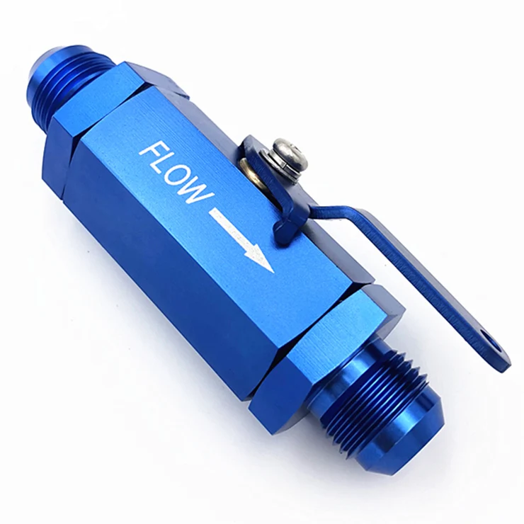 Blue/red An8 Male Fuel Vent Shut Off Valve Aluminum Inline Fuel Shut