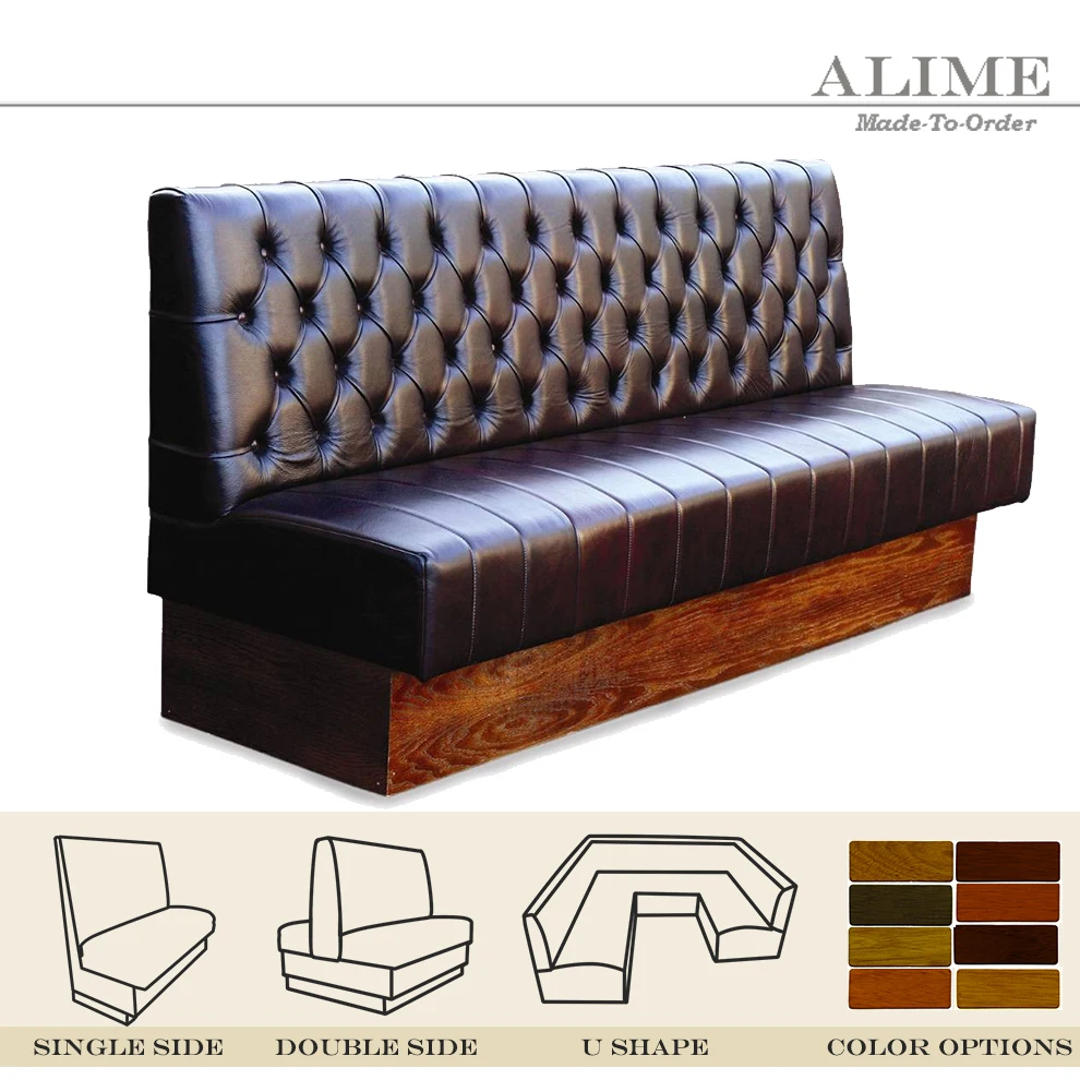 Alime Abt101 Custom Restaurant Brown Leather Straight Booth Sofa ...