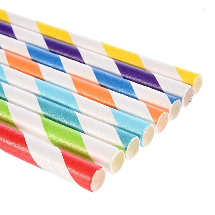 Extra Long 35cm Cotton Candy Used Biodegradable Drinking Paper Straws