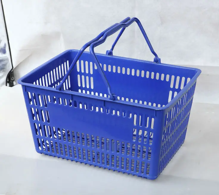 Supermarket Black Shopping Plastic Basket With Two Metal Handles Buy