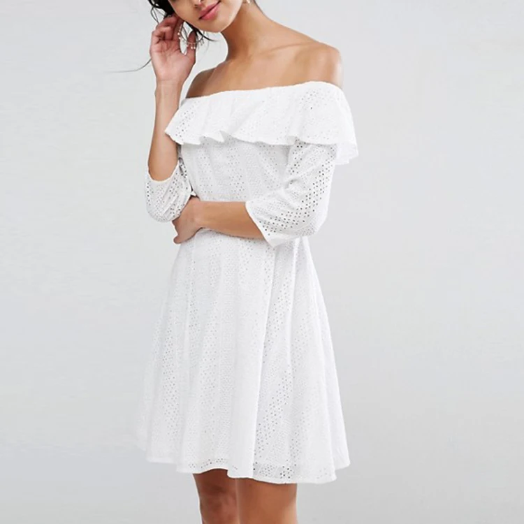 Sexy White Plain Lace Off Shoulder Dress A Line Dress - Buy Dress,A ...
