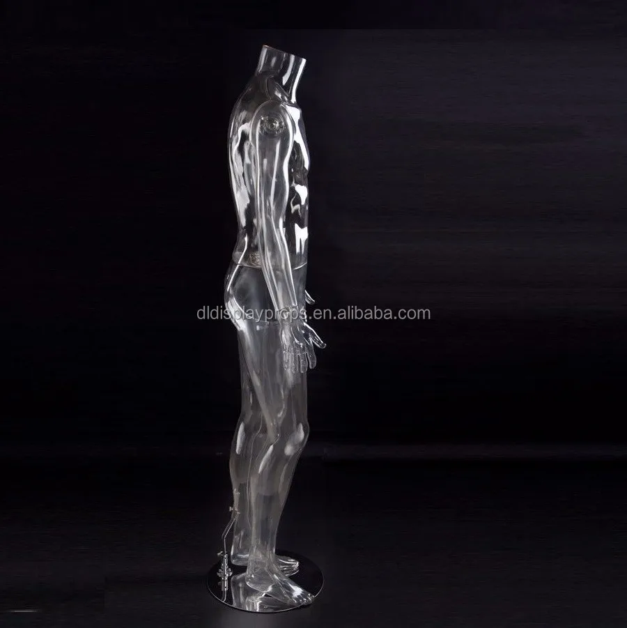 Pc Silver Clear Plastic Male Bust Mannequin Transparent Hollow Out
