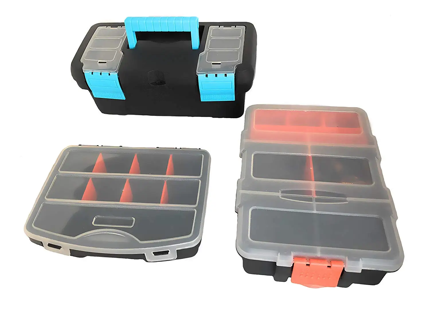 3 Arts and Crafts Supplies Storage Containers With Compartments | Size Adjustable Storage Box With Compartments | Hobby Organizer Box | Small Tool Box Set of 3