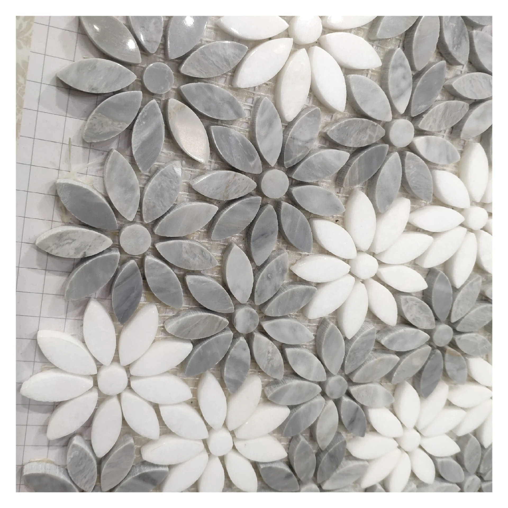 New Design High Quality Color Mixed Flower Marble Waterjet Mosaic For Wall