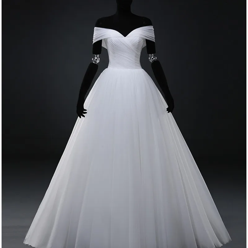 white off shoulder ball gown