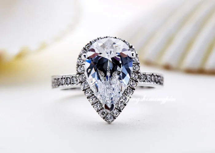 Clear 3 Ct Pear Cut Water Drop Synthetic Diamond Rings For Clear 3 Ct Pear Cut Water Drop Synthetic Diamond Rings For Wedding Sterling Silver White Gold Women In Price On M Alibaba