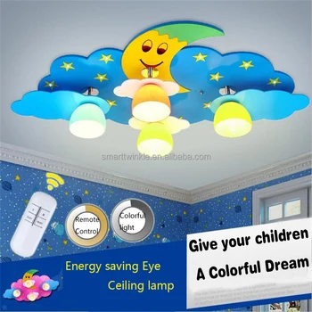 Colorful Kid S Led Ceiling Lamp Children Room Moon Stars Led Ceiling Light Bedroom Kindergarten Lighting Remote Control Lights Buy Children Ceiling