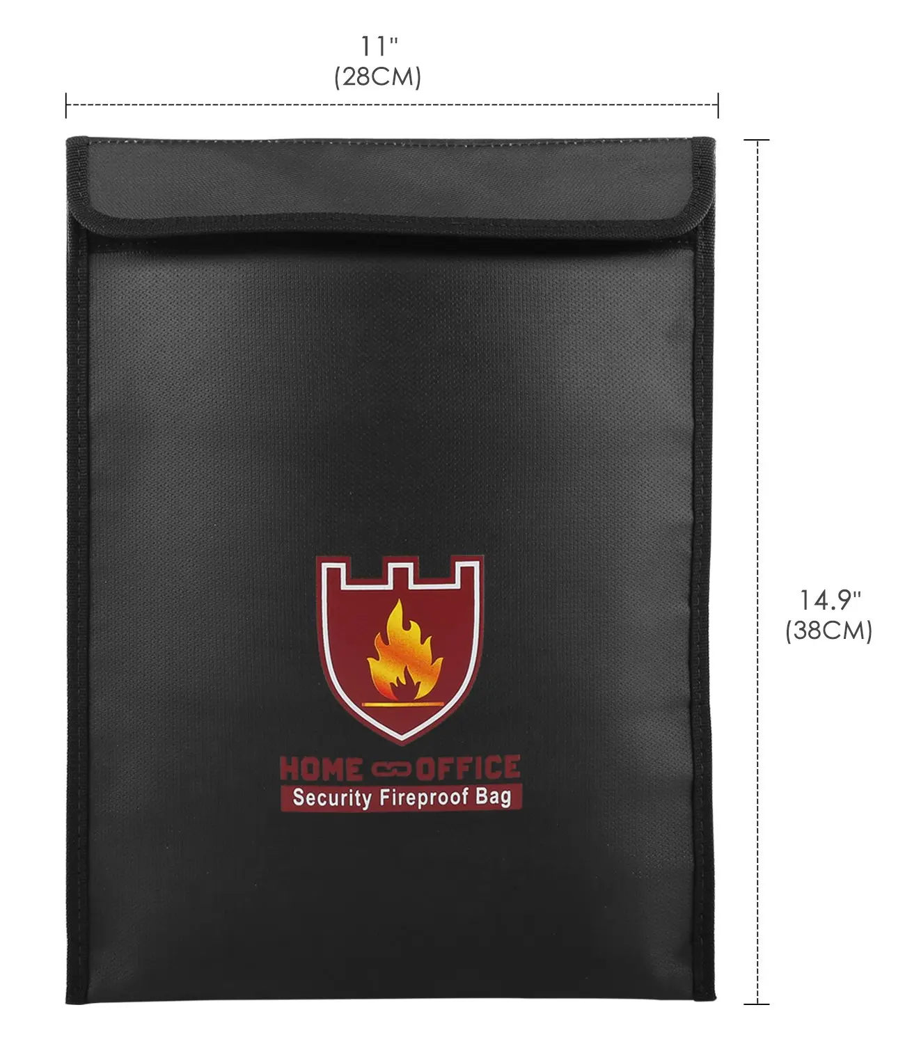 Fireproof Money & Document Bag 15" x 11" Fire & Water Resistant Cash & Envelope 