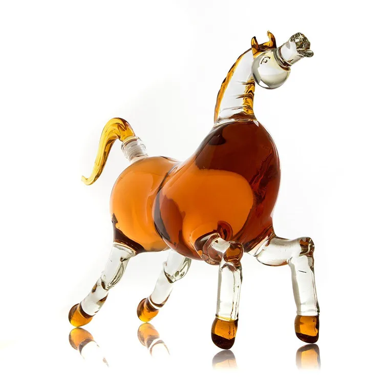 1000ml Handmade Zodiac Horse Animal Shaped Glass Bottle For Brandy