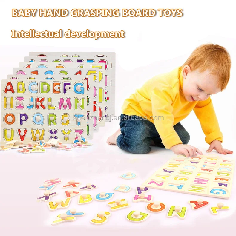 Baby Hand Grasp Wooden Puzzle Toy Alphabet Digit Learning Education Jigsaw Toy Q 