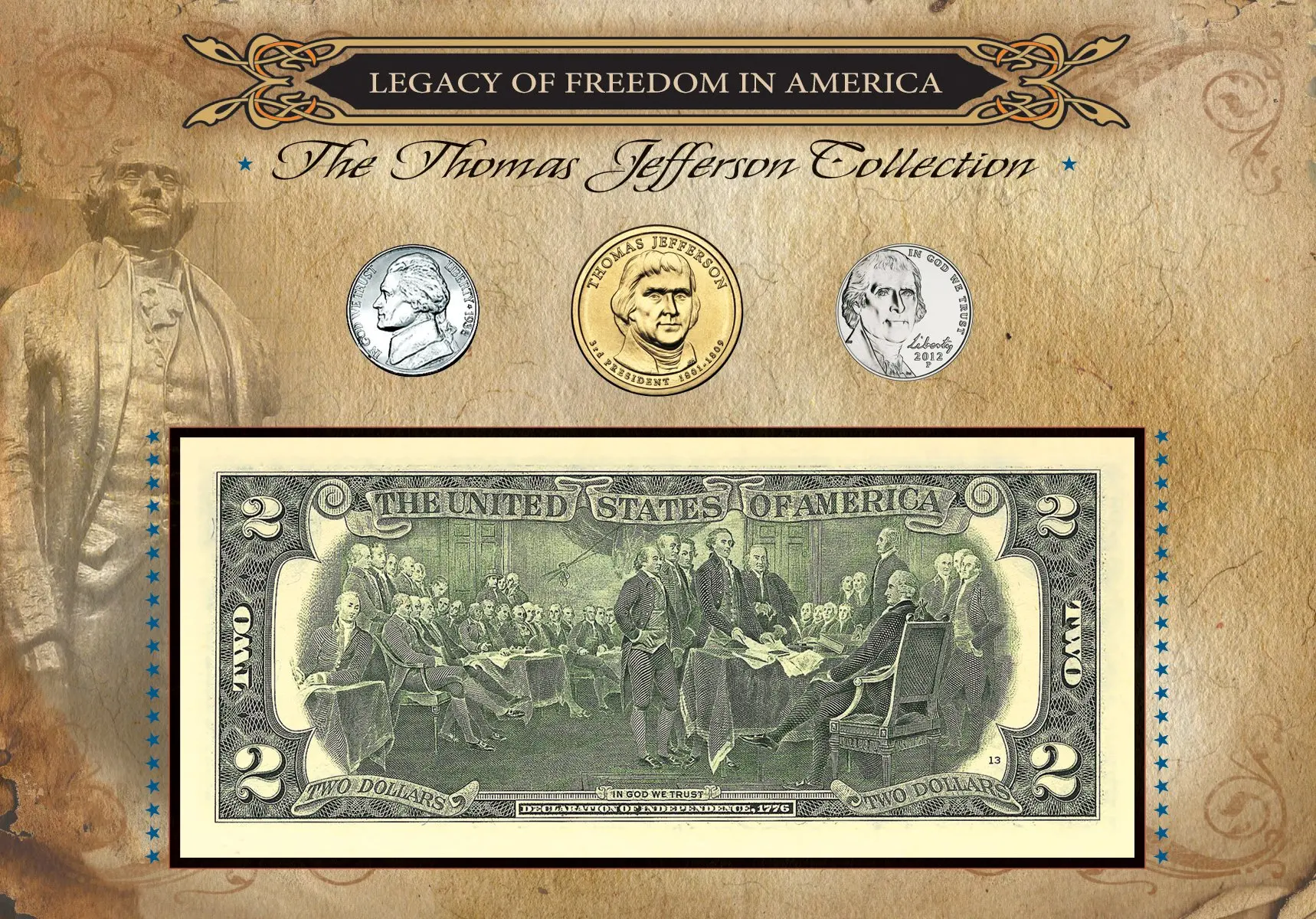 Коллекционные монеты доллар Thomas Jefferson.