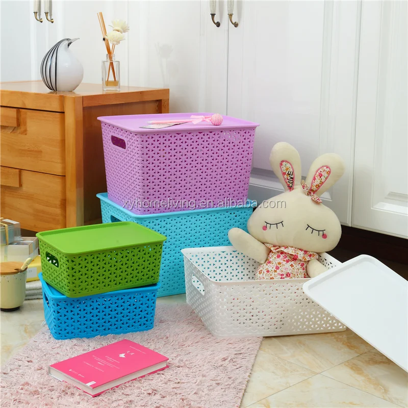 
Plastic household product wicker stackable woen storage baskets 