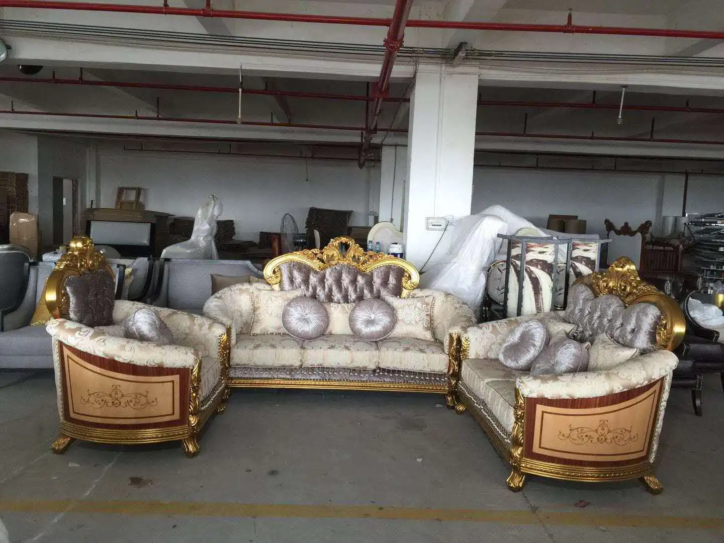 European italian classical style livingroom furniture wooden carved flower royal luxury sofa set