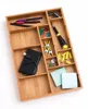 Bamboo Wood Adjustable Drawer Organizer with 6 Removable Dividers