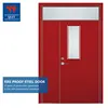 China factory low price 60 minutes fire rated steel door with fire resistant glass panel