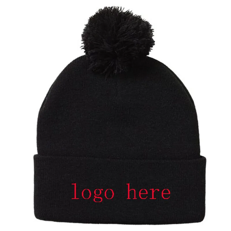 Custom Black Knit Hat/ Beanie/ Winter Hat Embroidered Logo 2018 ...