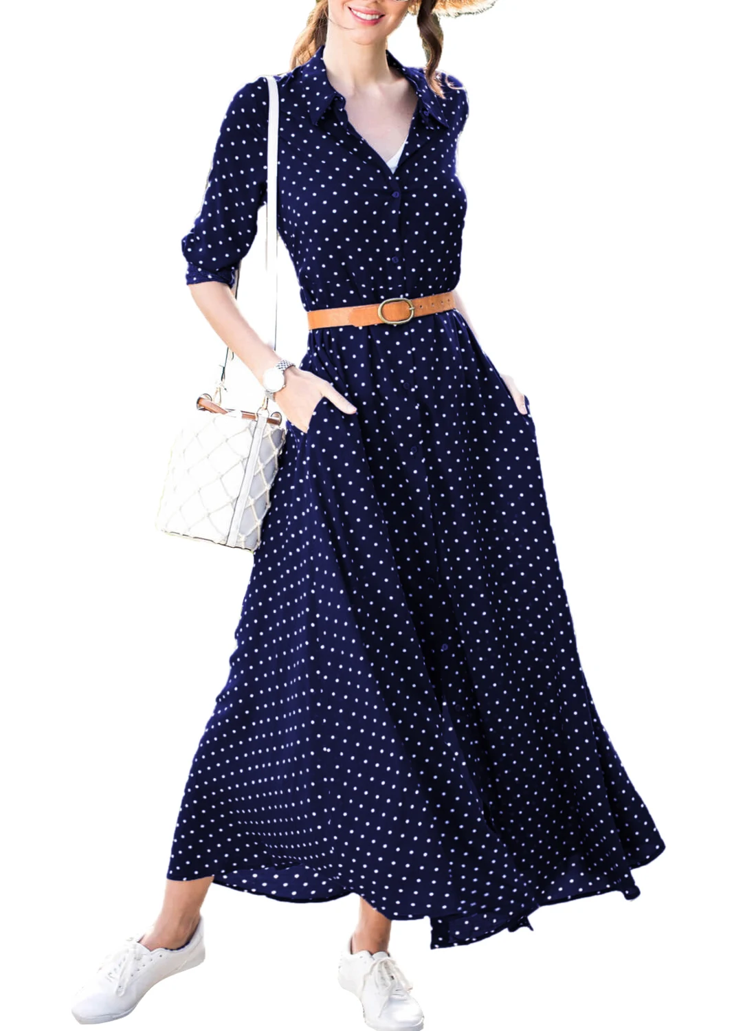 black polka dot button down shirt