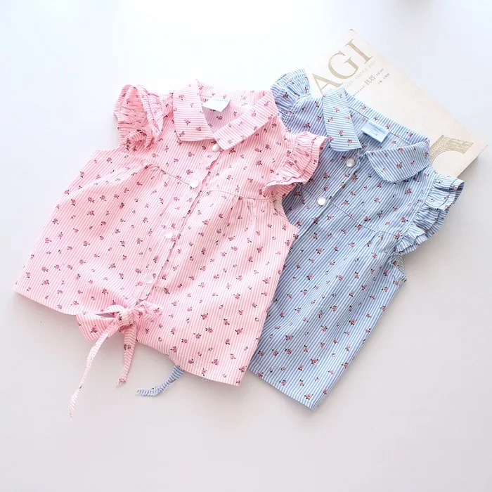 Hot New Spring Summer Baby Girl Blouses Kids Shirts Fantasy Children Shirt Casual Floral Cotton Clothing