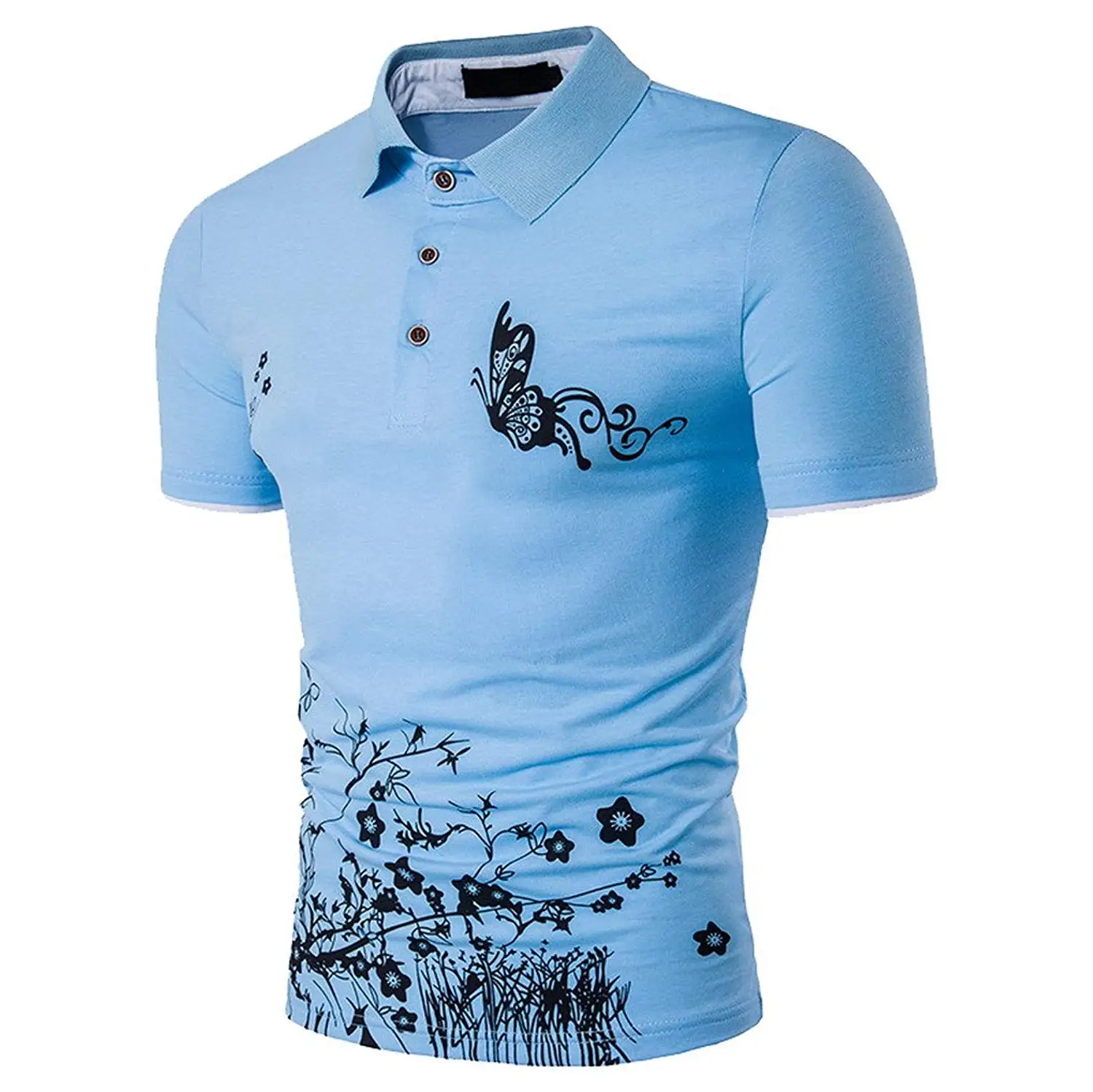 GRMO Women Printed Plus Size Short Sleeve Slim Fit Tops Polo Shirts