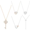 2019 SWA DEARY Rose Gold Four-leaf Clover Key Love Chain Clavicle Chain Temperament Flowers Charming Y-shaped Female Necklace