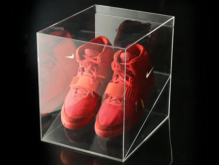 Clear Acrylic Shoe Sneakers Box Display Box With Bevelled Display Stand ...