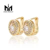 Jewelry 24K Gold plating oval-shaped white zircon earrings for kid