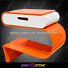 Popular Bright Orange Slim Curved Artificial Marble Dinning Table