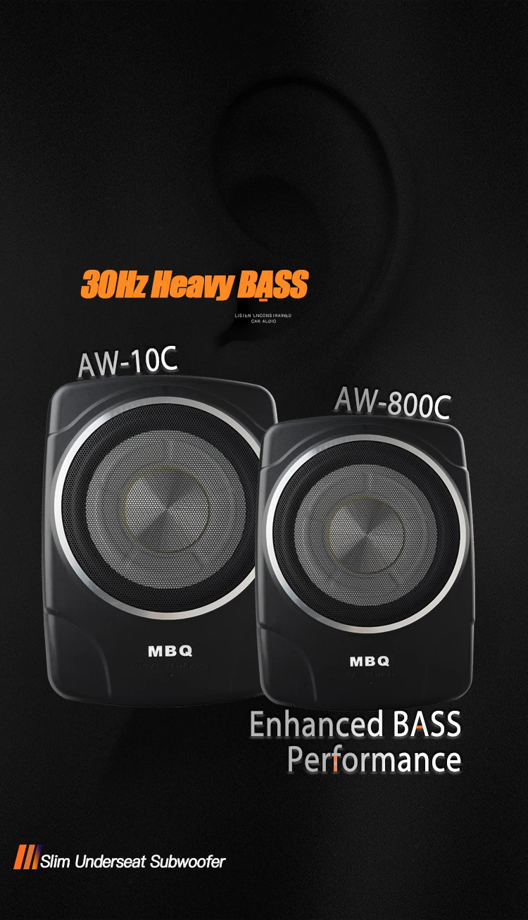Mbq Sound System Upgrade Powered Bass Speaker 8 Inch 10 Inch Slim Under