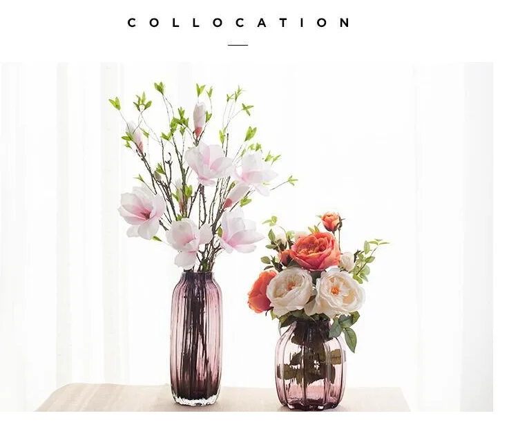 Vase à fleur européen en verre Arrangement de fleurs fraîches ou sèches