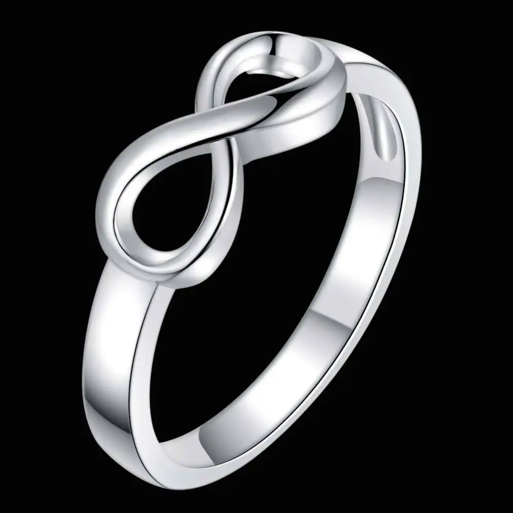 BORUO 925 Sterling Silver Ring High Polish Infinity Symbol Tarnish Resistant Comfort Fit Wedding Band Ring Size 4-12