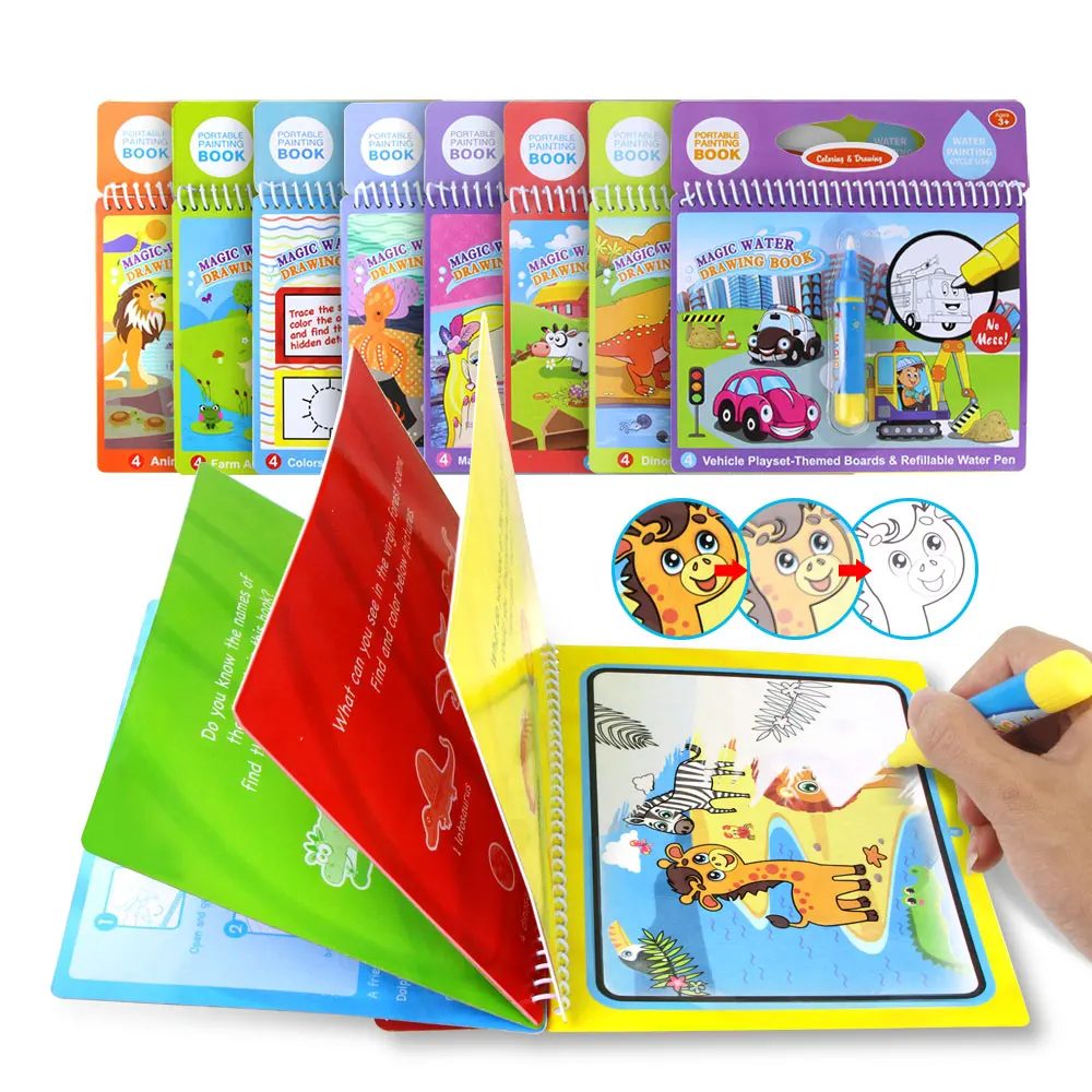 Colourful Magic Water Drawing Book Writing Doodle Book With Magic Pen - Buy Magic Water Book,Doodle Drawing Book Product on Alibaba.com