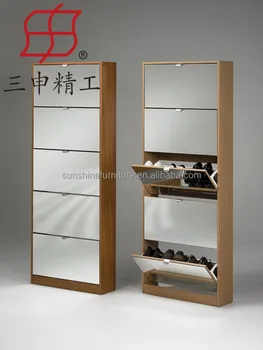 wooden shoe storage cabinet 3 doors , 5 