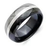 Titanium Black Ti ring With Sterling Silver Inlay 9mm Polished ring