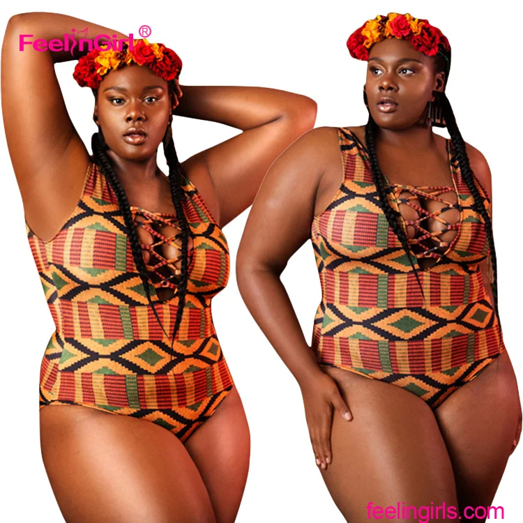 plus size african print swimsuit