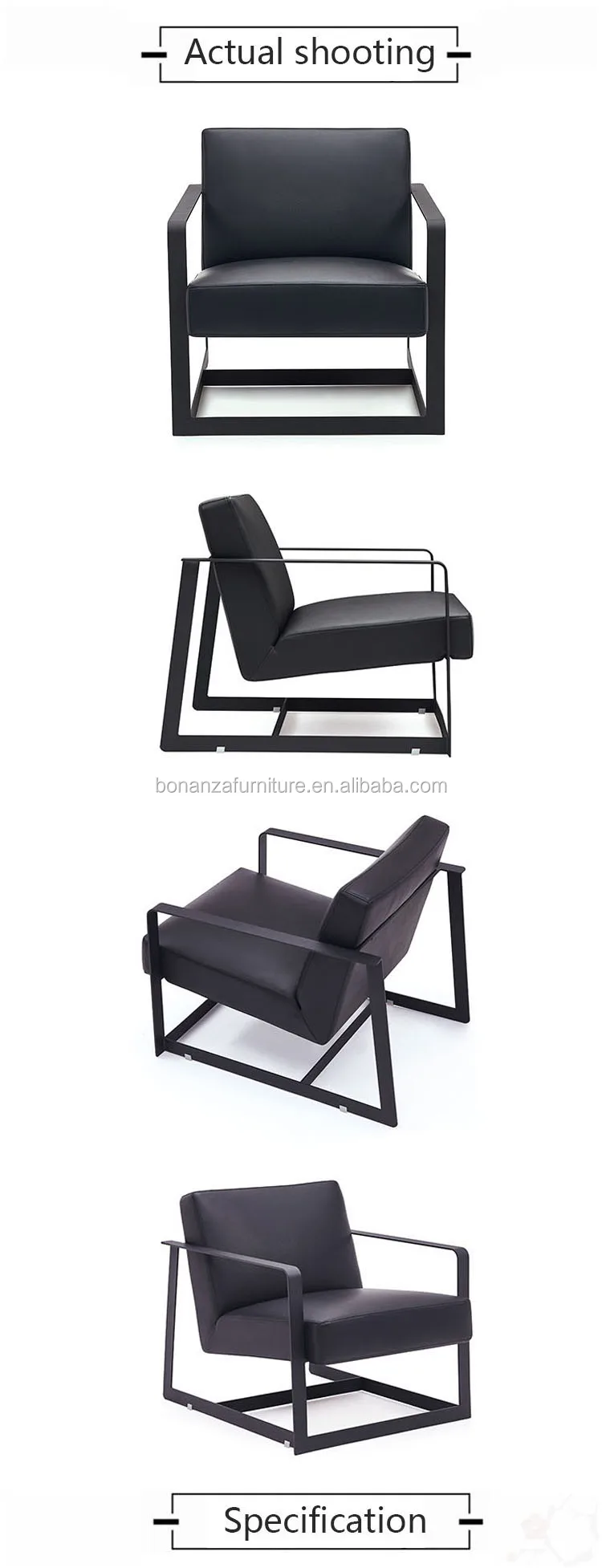 China factory direct living room relax leather armchair with coating metal frame