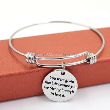 New Fashion Customized Engraved Charms Stainless Steel Expandable Wire Bangle Bracelet New Fashion Customized Engraved Charms Stainless Steel Expandable Wire Bangle Bracelet