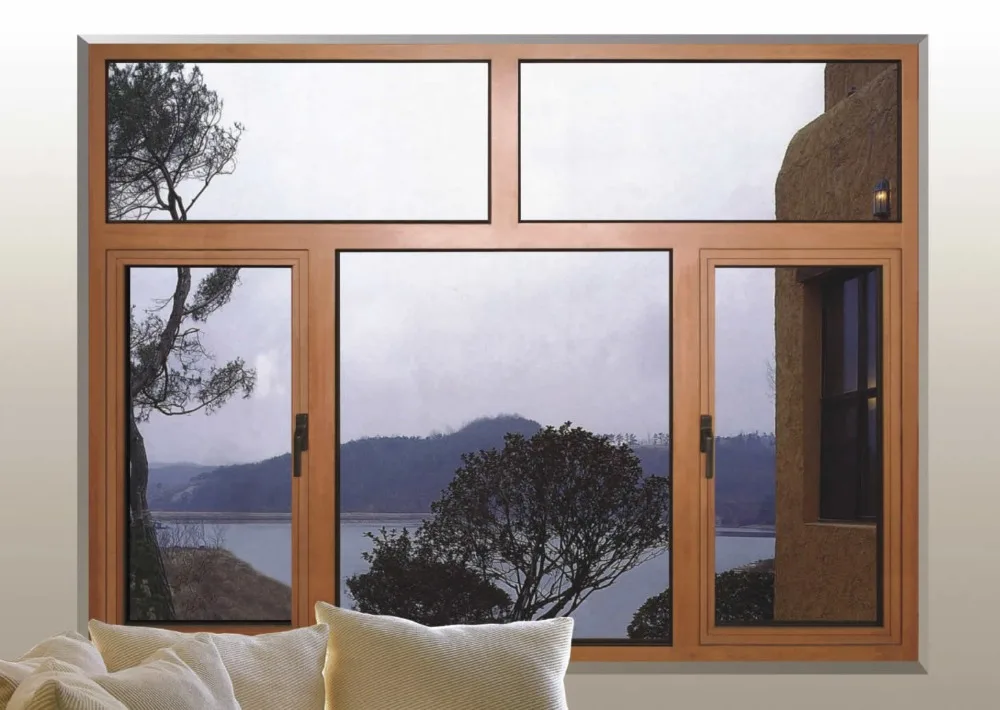 Customized extrusion Wooden print aluminium window profile