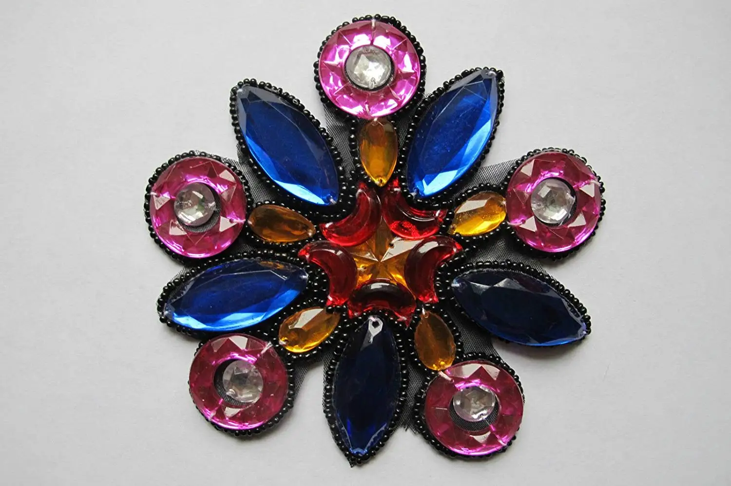 4 1//2/" Colorful Rhinestone Flower Beaded Sequin Applique-BS03